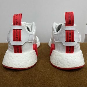 Adidas NMD white knit with red tabs